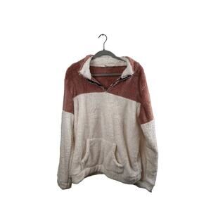 Ninexis Womens Brown and White Fleece Pullover Sweater Size L